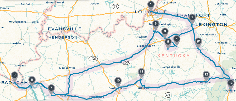 Kentucky Honeymoon Map